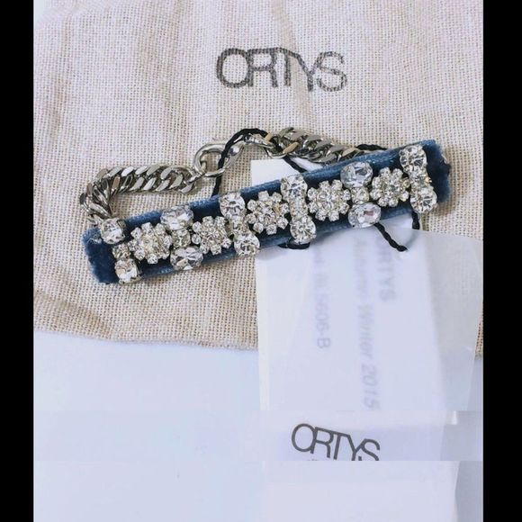 ORTYS OFFICINA MILANO VELVET RHINESTONE BRACELET - Picture 1 of 7
